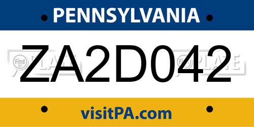 ZA2D042 Pennsylvania License Plate