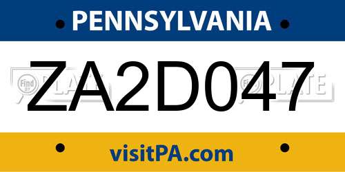 ZA2D047 Pennsylvania License Plate