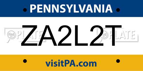 ZA2L2T Pennsylvania License Plate