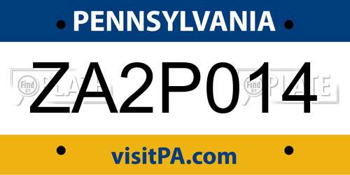ZA2P014 Pennsylvania License Plate