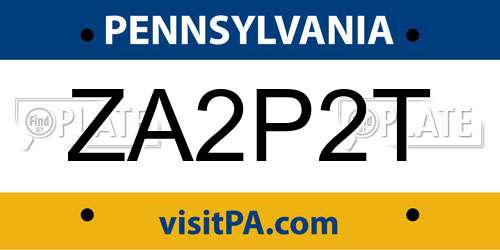 ZA2P2T Pennsylvania License Plate