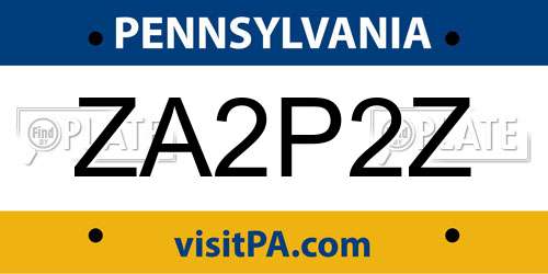 ZA2P2Z Pennsylvania License Plate