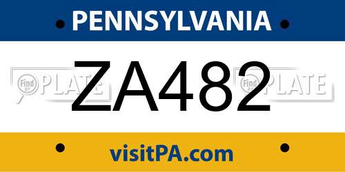 ZA482 Pennsylvania License Plate