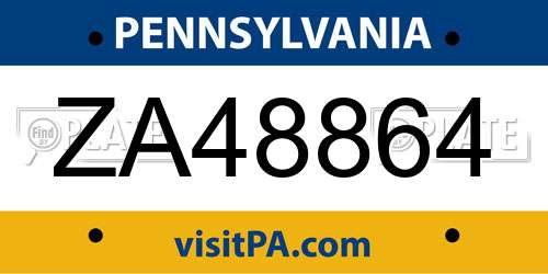 ZA48864 Pennsylvania License Plate