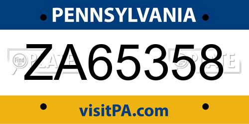 ZA65358 Pennsylvania License Plate