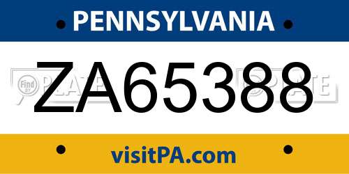 ZA65388 Pennsylvania License Plate