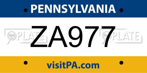 ZA977 Pennsylvania License Plate