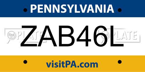 ZAB46L Pennsylvania License Plate
