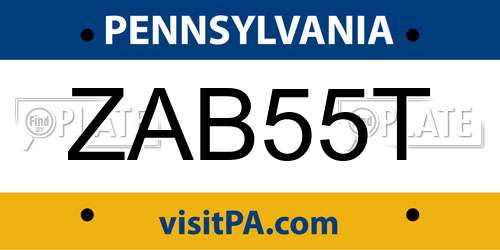 ZAB55T Pennsylvania License Plate