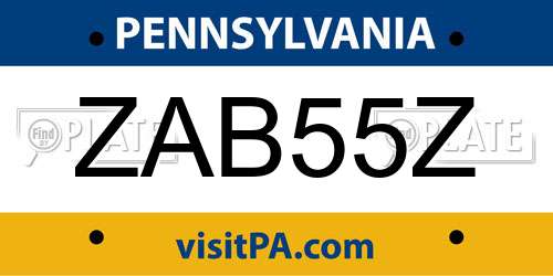 ZAB55Z Pennsylvania License Plate