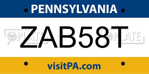 ZAB58T Pennsylvania License Plate