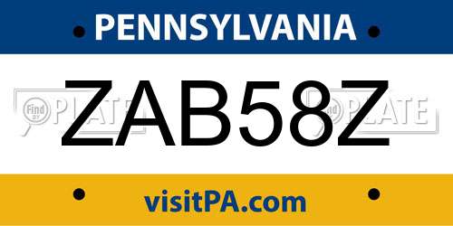 ZAB58Z Pennsylvania License Plate