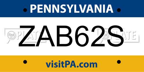 ZAB62S Pennsylvania License Plate