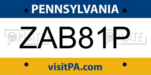 ZAB81P Pennsylvania License Plate