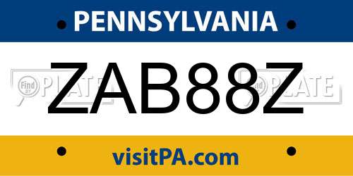 ZAB88Z Pennsylvania License Plate