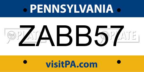 ZABB57 Pennsylvania License Plate