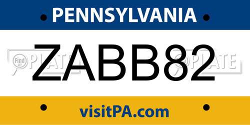 ZABB82 Pennsylvania License Plate