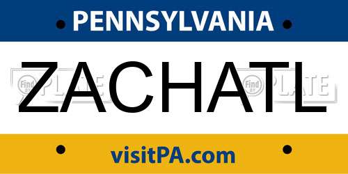 ZACHATL Pennsylvania License Plate