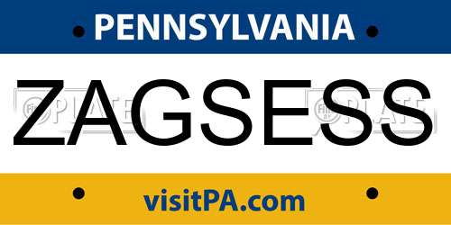 ZAGSESS Pennsylvania License Plate