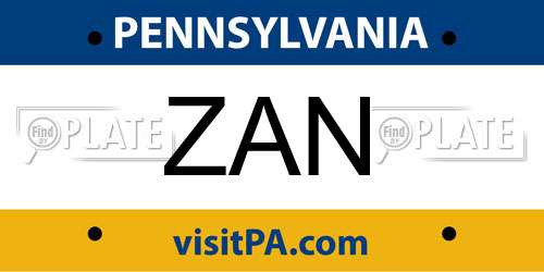 ZAN Pennsylvania License Plate