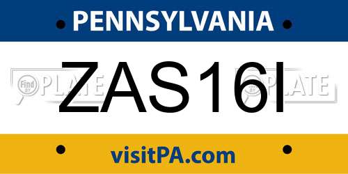 ZAS16I Pennsylvania License Plate