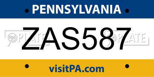 ZAS587 Pennsylvania License Plate