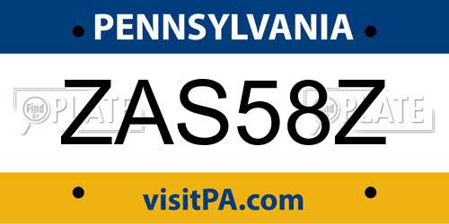 ZAS58Z Pennsylvania License Plate