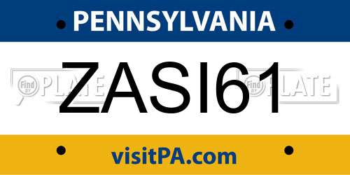 ZASI61 Pennsylvania License Plate