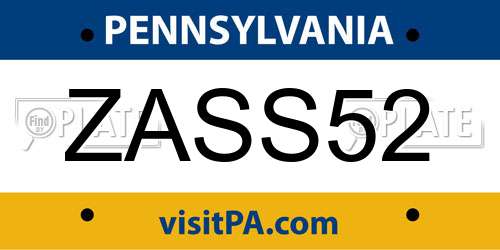 ZASS52 Pennsylvania License Plate
