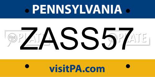 ZASS57 Pennsylvania License Plate