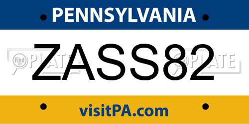 ZASS82 Pennsylvania License Plate