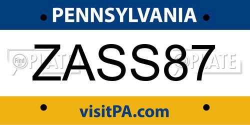 ZASS87 Pennsylvania License Plate