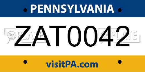 ZAT0042 Pennsylvania License Plate
