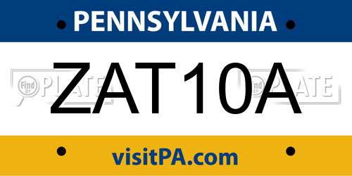 ZAT10A Pennsylvania License Plate