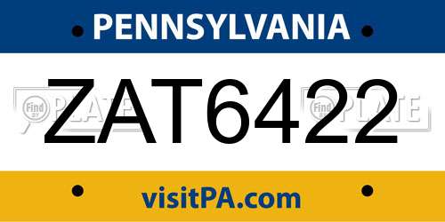 ZAT6422 Pennsylvania License Plate