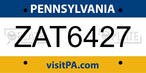 ZAT6427 Pennsylvania License Plate