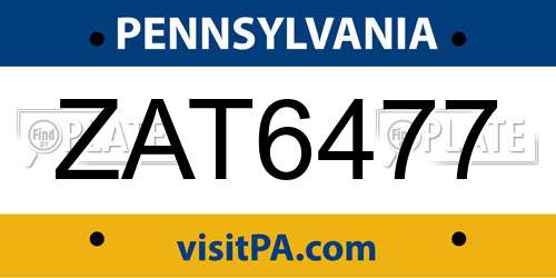 ZAT6477 Pennsylvania License Plate