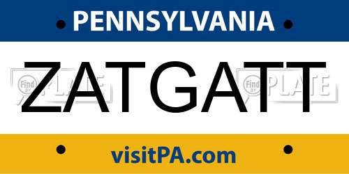 ZATGATT Pennsylvania License Plate