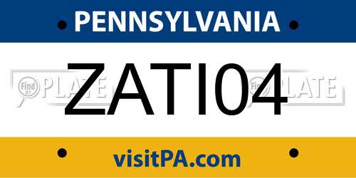 ZATI04 Pennsylvania License Plate
