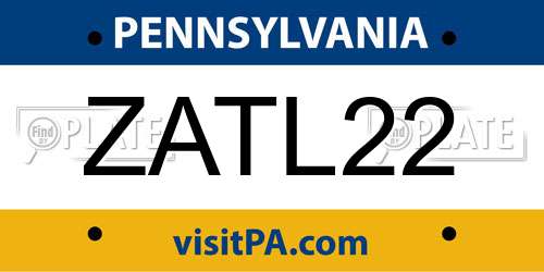 ZATL22 Pennsylvania License Plate