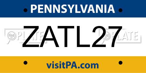 ZATL27 Pennsylvania License Plate