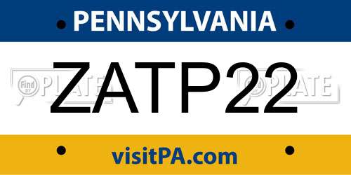 ZATP22 Pennsylvania License Plate