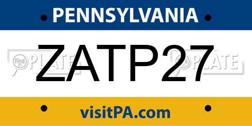 ZATP27 Pennsylvania License Plate