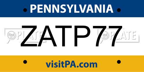 ZATP77 Pennsylvania License Plate