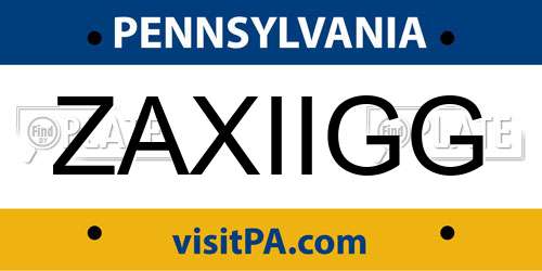 ZAXIIGG Pennsylvania License Plate
