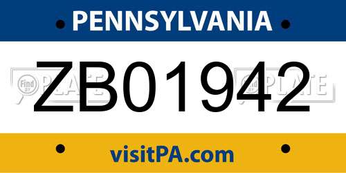 ZB01942 Pennsylvania License Plate