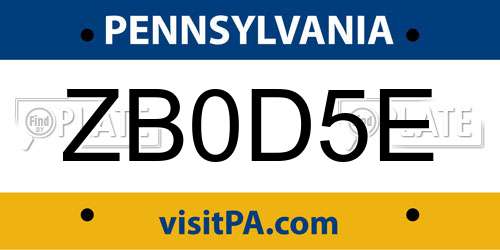 ZB0D5E Pennsylvania License Plate