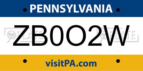 ZB0O2W Pennsylvania License Plate