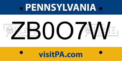 ZB0O7W Pennsylvania License Plate