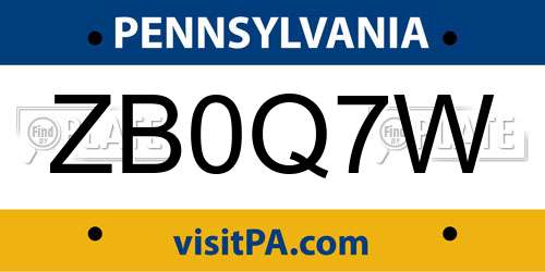 ZB0Q7W Pennsylvania License Plate